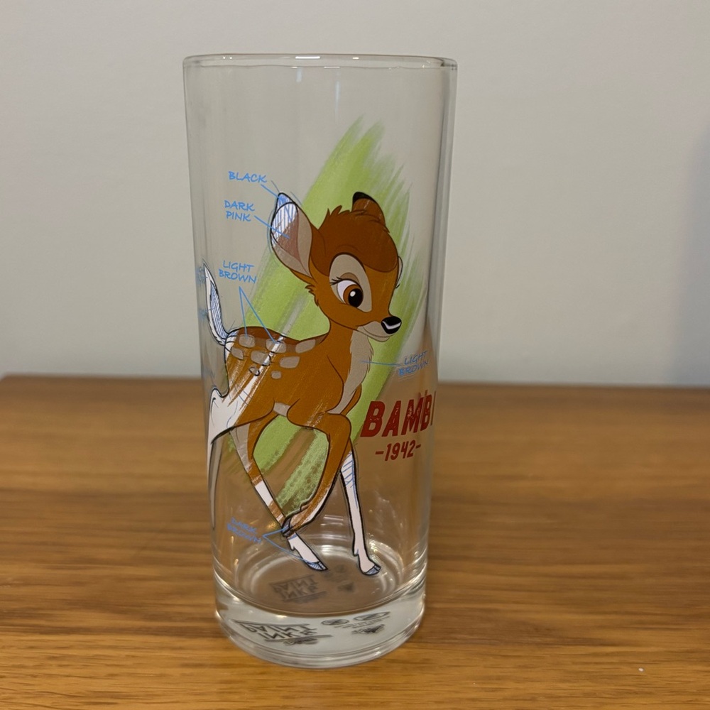 Disney Parks Bambi Ink and Paint Collection 12 oz Drinking Glass